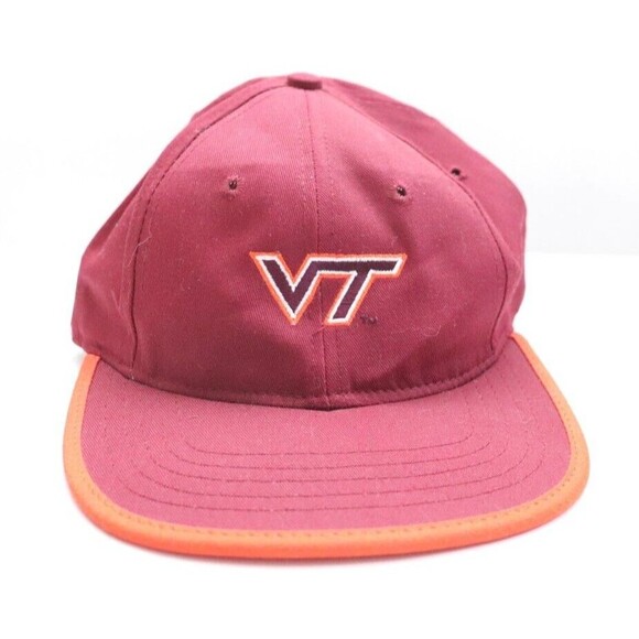 Virginia‎ Tech Hokies Vintage Snapback Cap Hat Burgundy Made In The USA - Picture 1 of 6